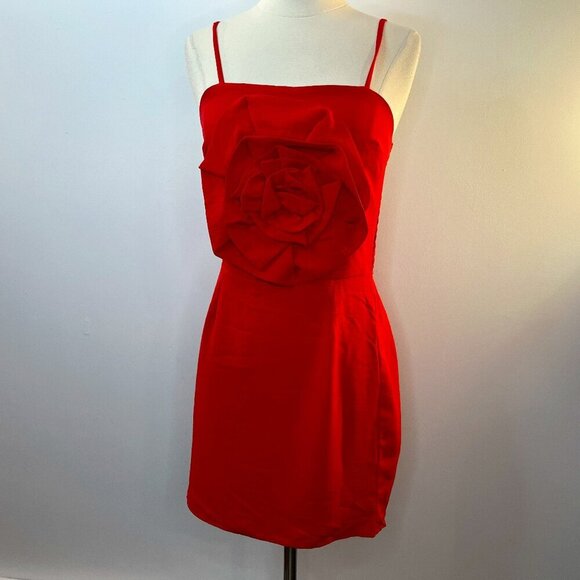 Monteau Women's Red Flower Front Spaghetti Strap Sun Dress - Size Small - NWT - Picture 1 of 5
